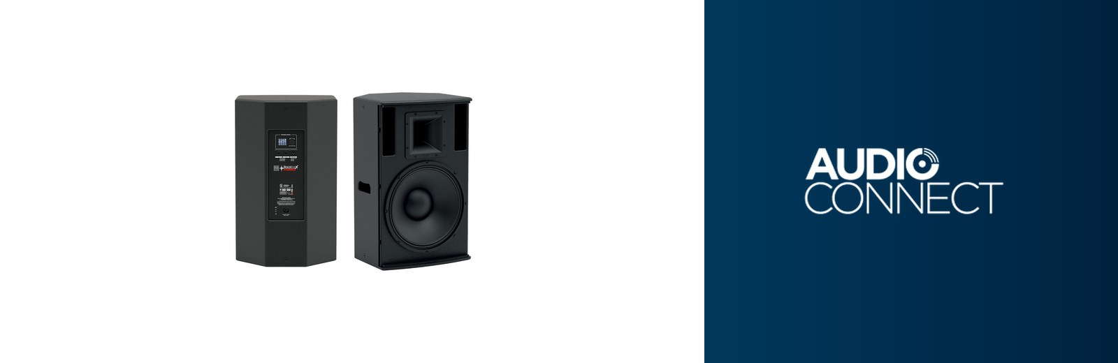 Martin Audio powered 15-inch loudspeaker on a stand