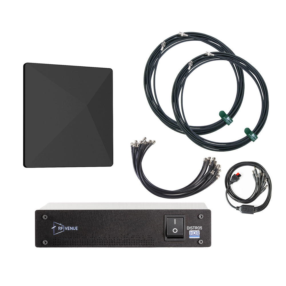 RF Venue DARCBD5 DISTRO5 HDR Antenna Distribution Bundle with DARC Antenna Black
