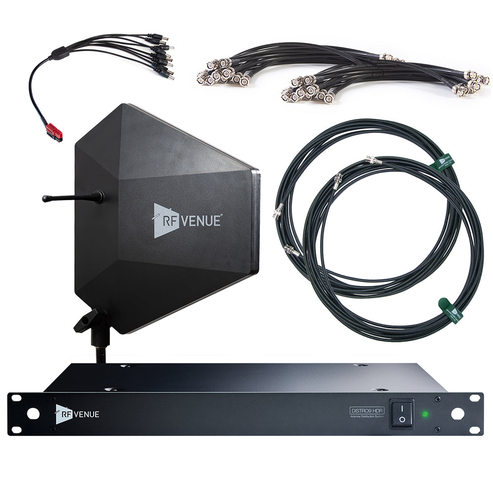RF Venue DFIN-IPXD9 9-Channel Antenna Distribution Bundle with Diversity Fin IPX Antenna