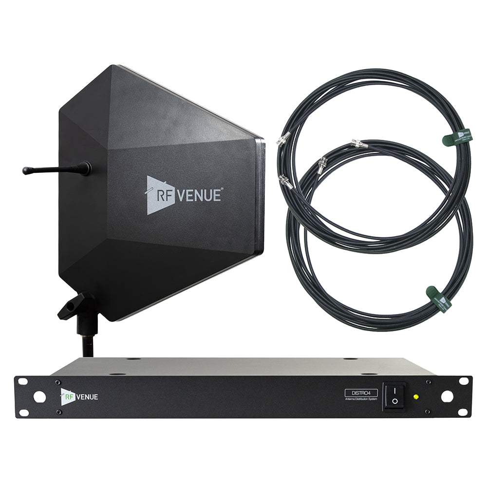 RF Venue DFIN-IPXDISTRO4 4-Channel Antenna Distro Bundle with Diversity Fin IPX Antenna