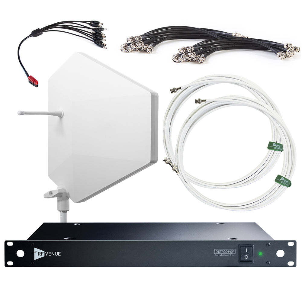 RF Venue DFIN-IPXWD9 DISTRO9 Antenna Distribution Bundle with Diversity Fin IPX White