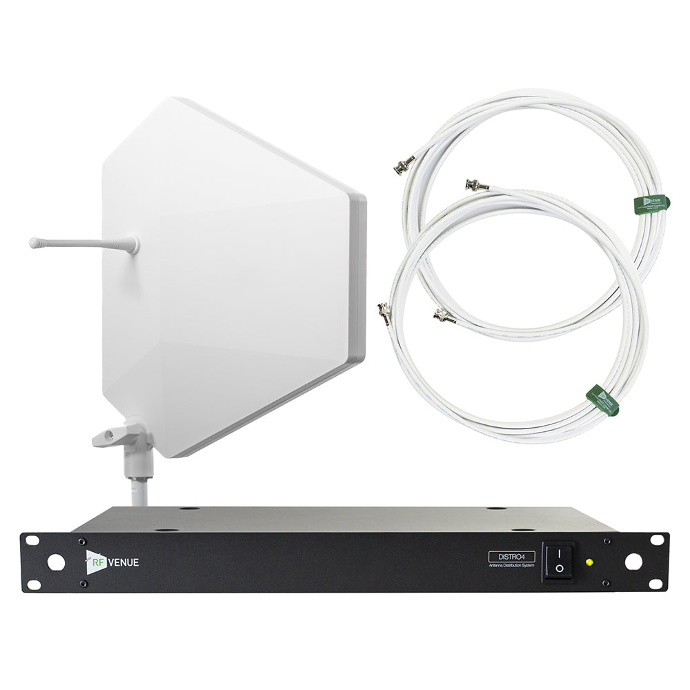 RF Venue DFIN-IPXWDISTRO4 4-Channel Distro and Diversity Fin IPX White Antenna Bundle
