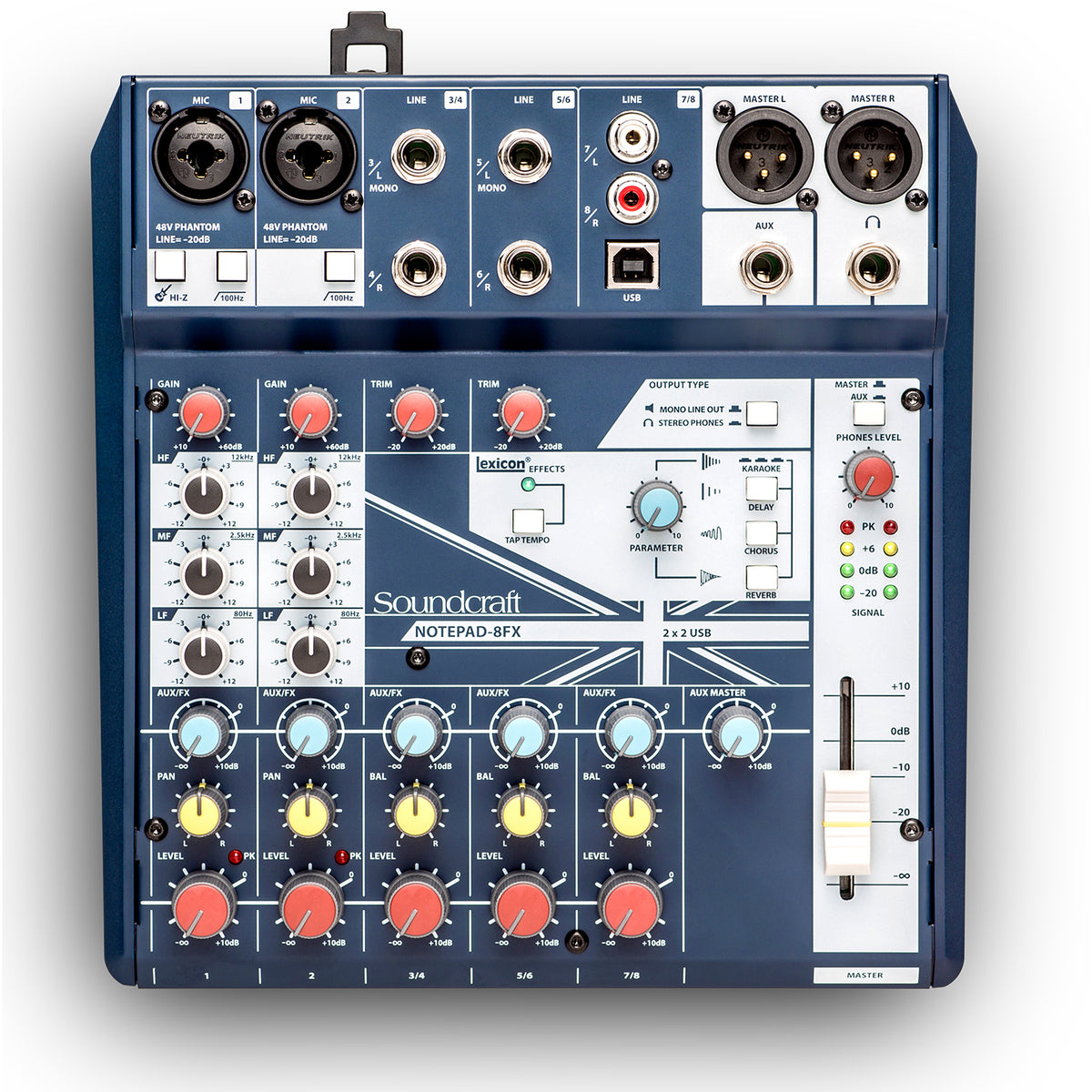 Soundcraft NOTEPAD8FX 8-Channel Analogue Mixer with USB Interface and Lexicon Effects