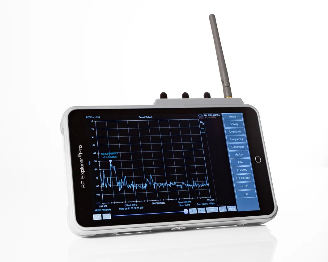 RF Venue Touchscreen RF spectrum analyzer configured for